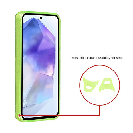 TUNIQ TUNIQ Galaxy A55 Back cover case - Magsafe - Glitter - Hanger - Green TUNIQ TUNIQ Galaxy A55 Back cover case - Magsafe - Glitter - Hanger - Green