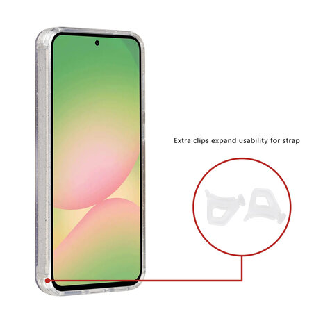 TUNIQ TUNIQ Galaxy A56 Back-Cover hul - Magsafe - Glitter - Hanger - Transparent TUNIQ TUNIQ Galaxy A56 Back-Cover hul - Magsafe - Glitter - Hanger - Transparent