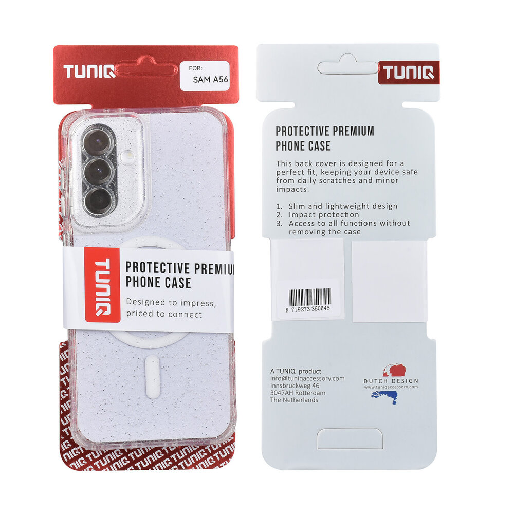 TUNIQ TUNIQ Galaxy A56 Back cover coque - Magsafe - Glitter - Hanger - Transparent TUNIQ TUNIQ Galaxy A56 Back cover coque - Magsafe - Glitter - Hanger - Transparent