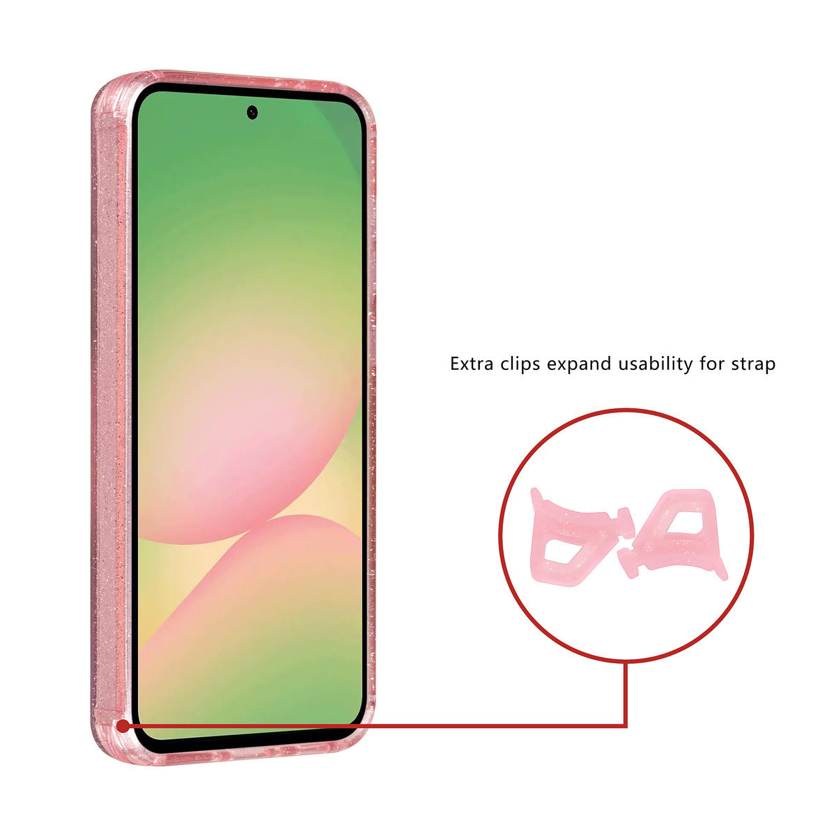TUNIQ TUNIQ Galaxy A56 Backcover hoesje - Magsafe - Glitter - Hanger - Roze, foto 2 van 3