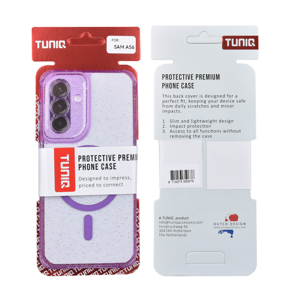 TUNIQ TUNIQ Galaxy A56 Back cover coque - Magsafe - Glitter - Hanger - Violet TUNIQ TUNIQ Galaxy A56 Back cover coque - Magsafe - Glitter - Hanger - Violet