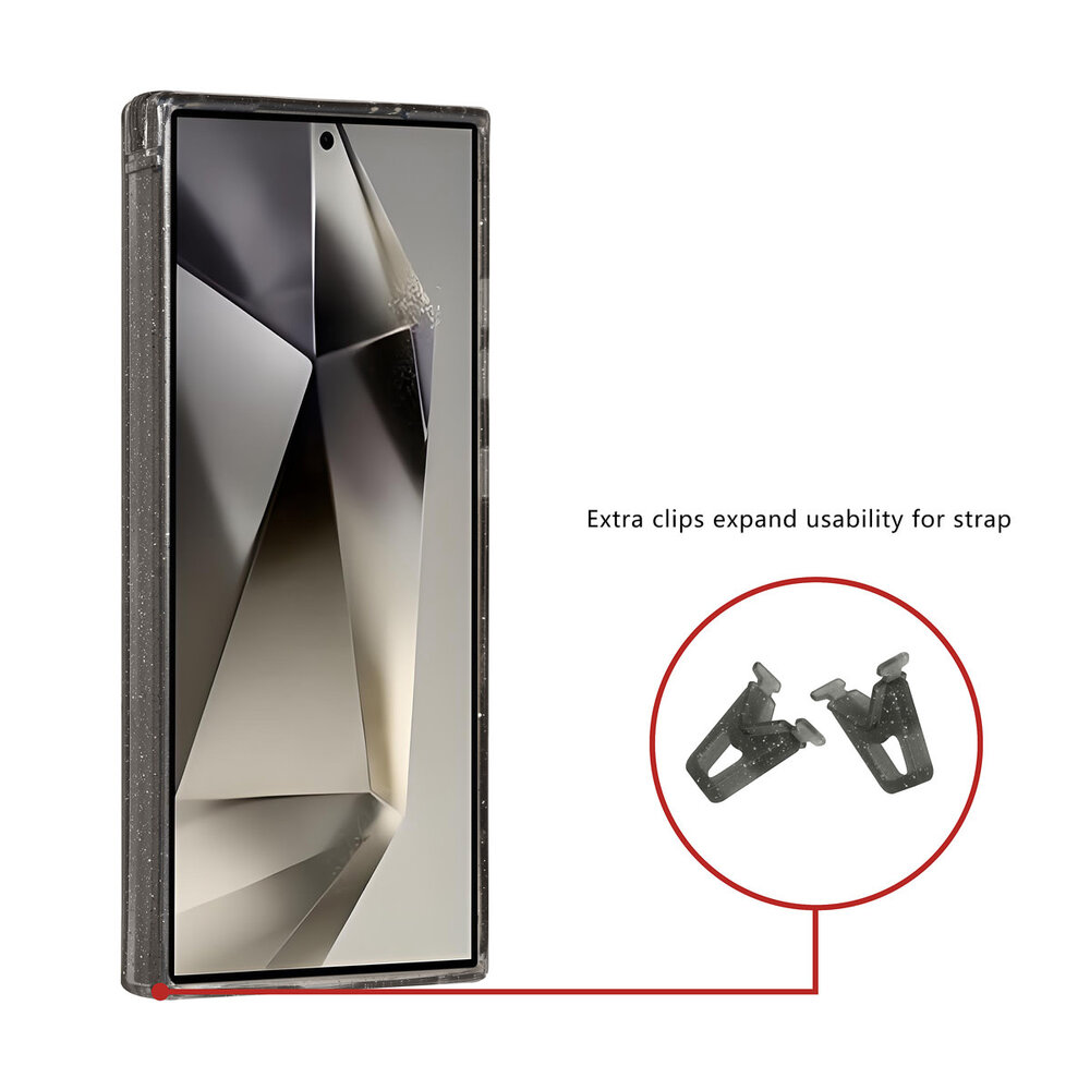 TUNIQ TUNIQ Galaxy S24 Ultra Back cover coque - Magsafe - Glitter - Hanger - Noir TUNIQ TUNIQ Galaxy S24 Ultra Back cover coque - Magsafe - Glitter - Hanger - Noir