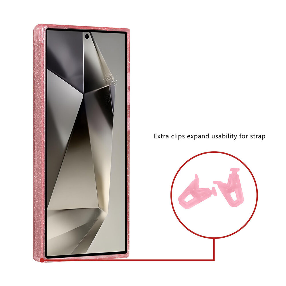 TUNIQ TUNIQ Galaxy S24 Ultra Backcover hoesje - Magsafe - Glitter - Hanger - Roze