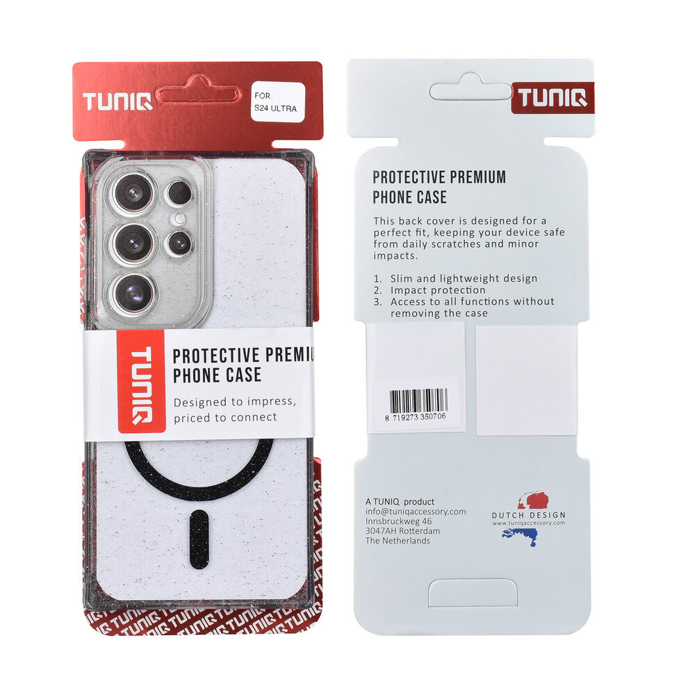 TUNIQ TUNIQ Galaxy S24 Ultra Back-Cover hul - Magsafe - Glitter - Hanger - Schwarz
