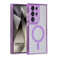 TUNIQ Galaxy S24 Ultra Backcover hoesje - Magsafe - Glitter - Hanger - Paars