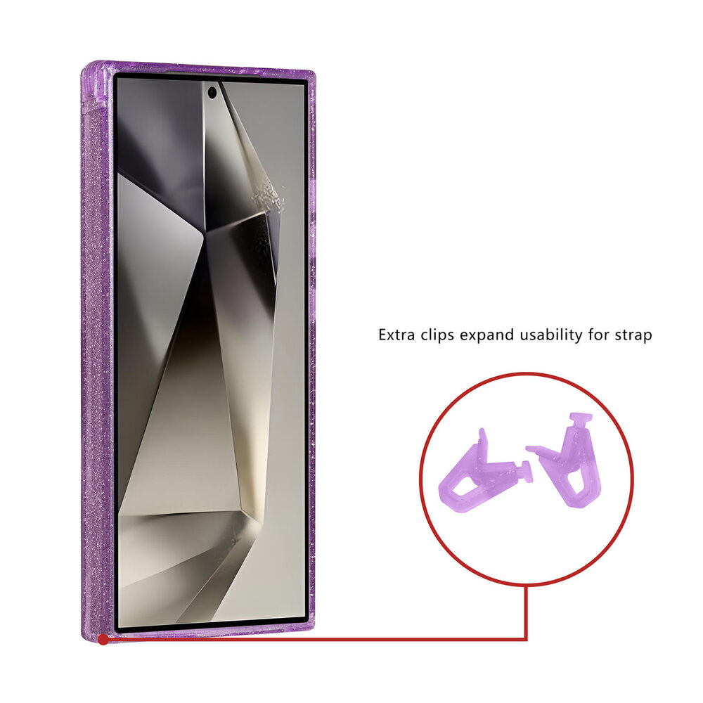 TUNIQ TUNIQ Galaxy S24 Ultra Back cover coque - Magsafe - Glitter - Hanger - Violet TUNIQ TUNIQ Galaxy S24 Ultra Back cover coque - Magsafe - Glitter - Hanger - Violet