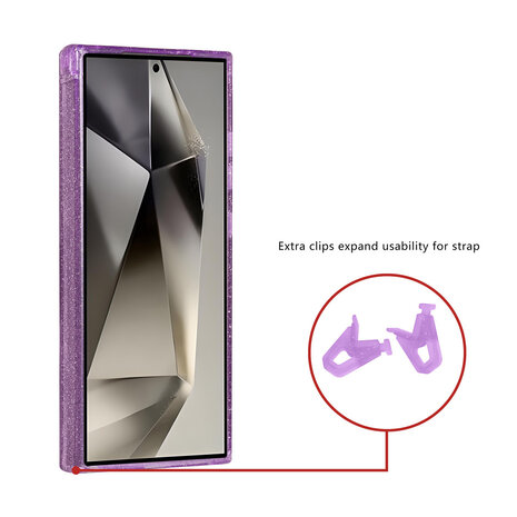 TUNIQ TUNIQ Galaxy S24 Ultra Back cover coque - Magsafe - Glitter - Hanger - Violet TUNIQ TUNIQ Galaxy S24 Ultra Back cover coque - Magsafe - Glitter - Hanger - Violet