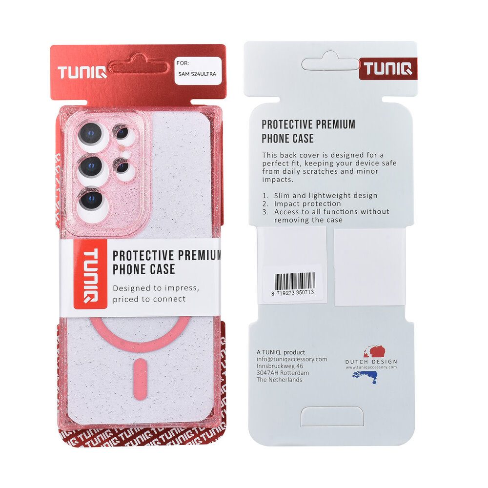 TUNIQ TUNIQ Galaxy S24 Ultra Backcover hoesje - Magsafe - Glitter - Hanger - Roze