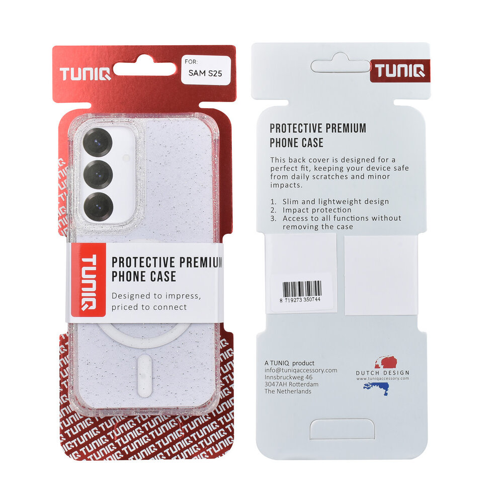 TUNIQ TUNIQ Galaxy S25 Back cover case - Magsafe - Glitter - Hanger - Transparent