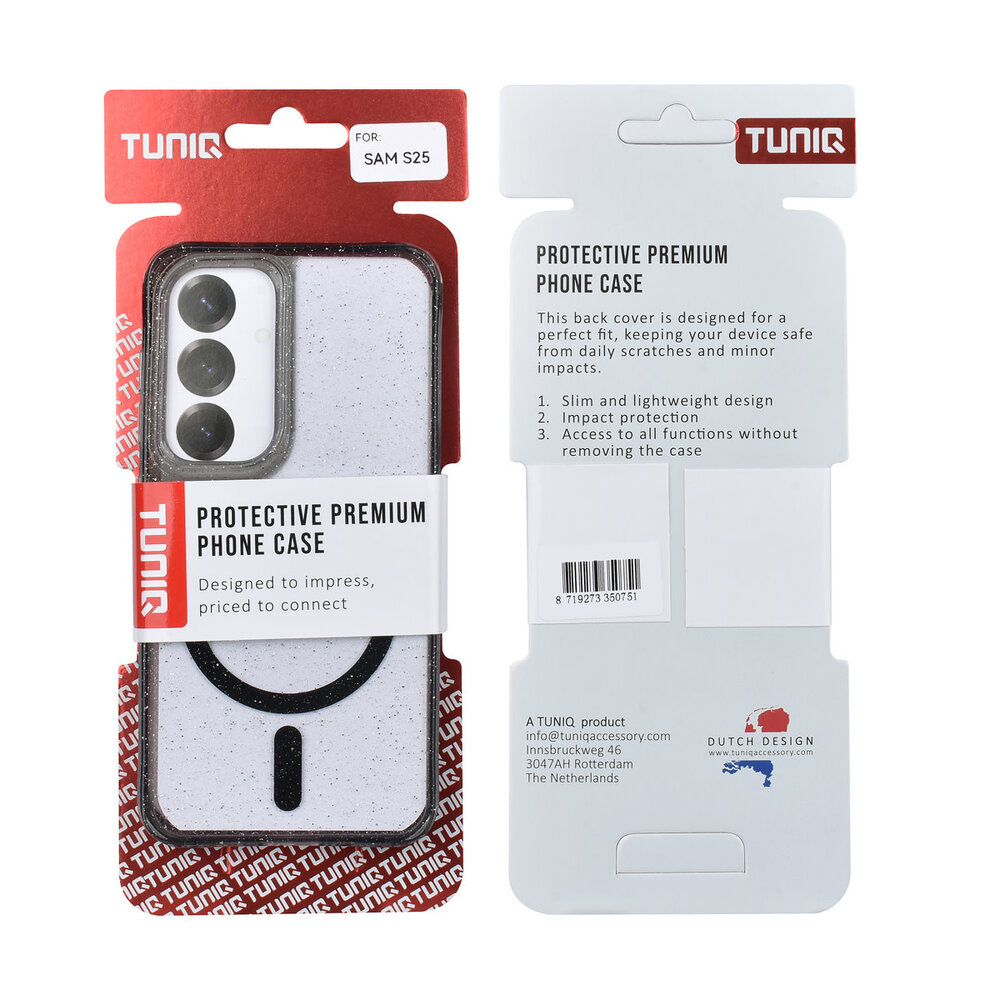 TUNIQ TUNIQ Galaxy S25 Back-Cover hul - Magsafe - Glitter - Hanger - Schwarz