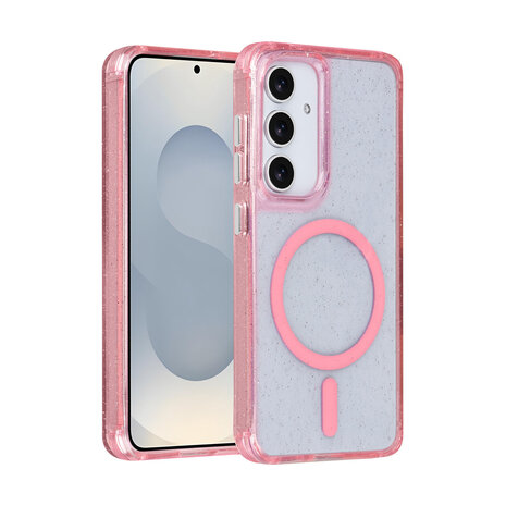 TUNIQ TUNIQ Galaxy S25 Backcover hoesje - Magsafe - Glitter - Hanger - Roze