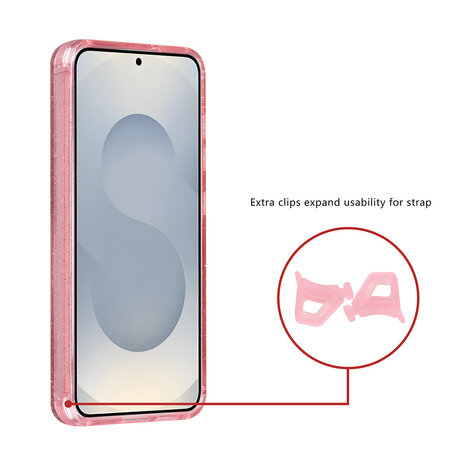 TUNIQ TUNIQ Galaxy S25 Back cover coque - Magsafe - Glitter - Hanger - Rose TUNIQ TUNIQ Galaxy S25 Back cover coque - Magsafe - Glitter - Hanger - Rose