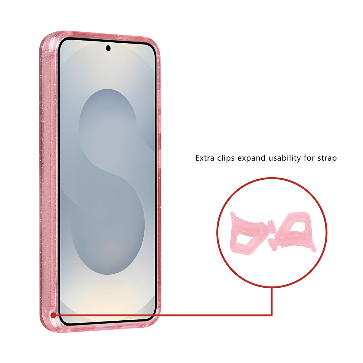 TUNIQ TUNIQ Galaxy S25 Backcover hoesje - Magsafe - Glitter - Hanger - Roze, foto 2 van 3