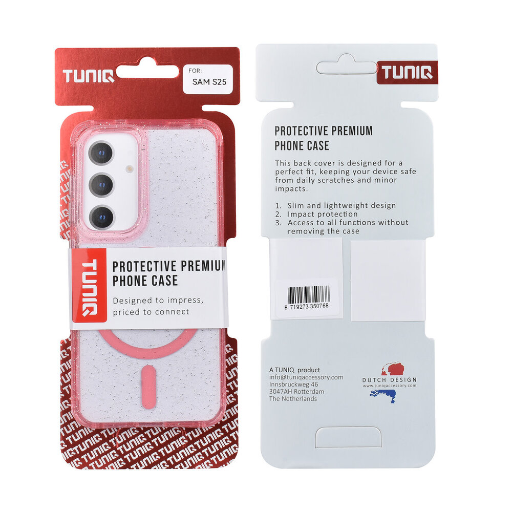 TUNIQ TUNIQ Galaxy S25 Backcover hoesje - Magsafe - Glitter - Hanger - Roze