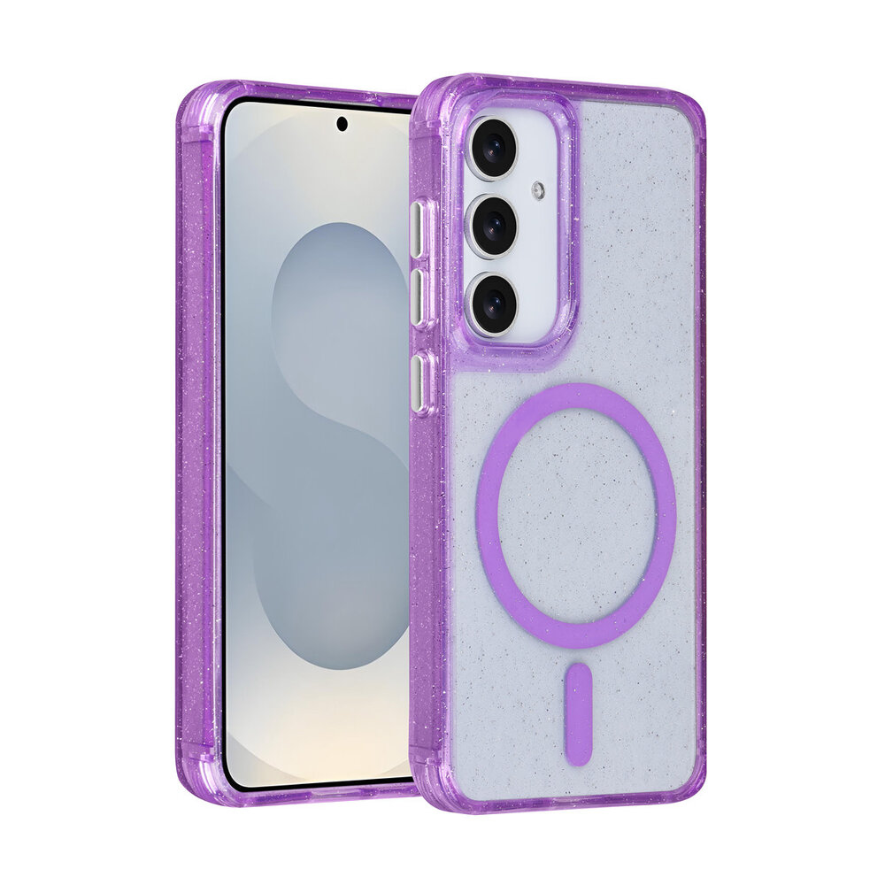 TUNIQ TUNIQ Galaxy S25 Back cover coque - Magsafe - Glitter - Hanger - Violet TUNIQ TUNIQ Galaxy S25 Back cover coque - Magsafe - Glitter - Hanger - Violet