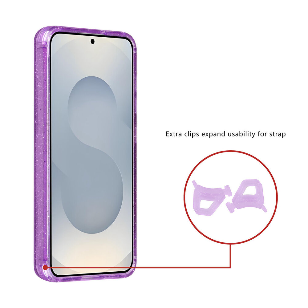 TUNIQ TUNIQ Galaxy S25 Back cover coque - Magsafe - Glitter - Hanger - Violet TUNIQ TUNIQ Galaxy S25 Back cover coque - Magsafe - Glitter - Hanger - Violet