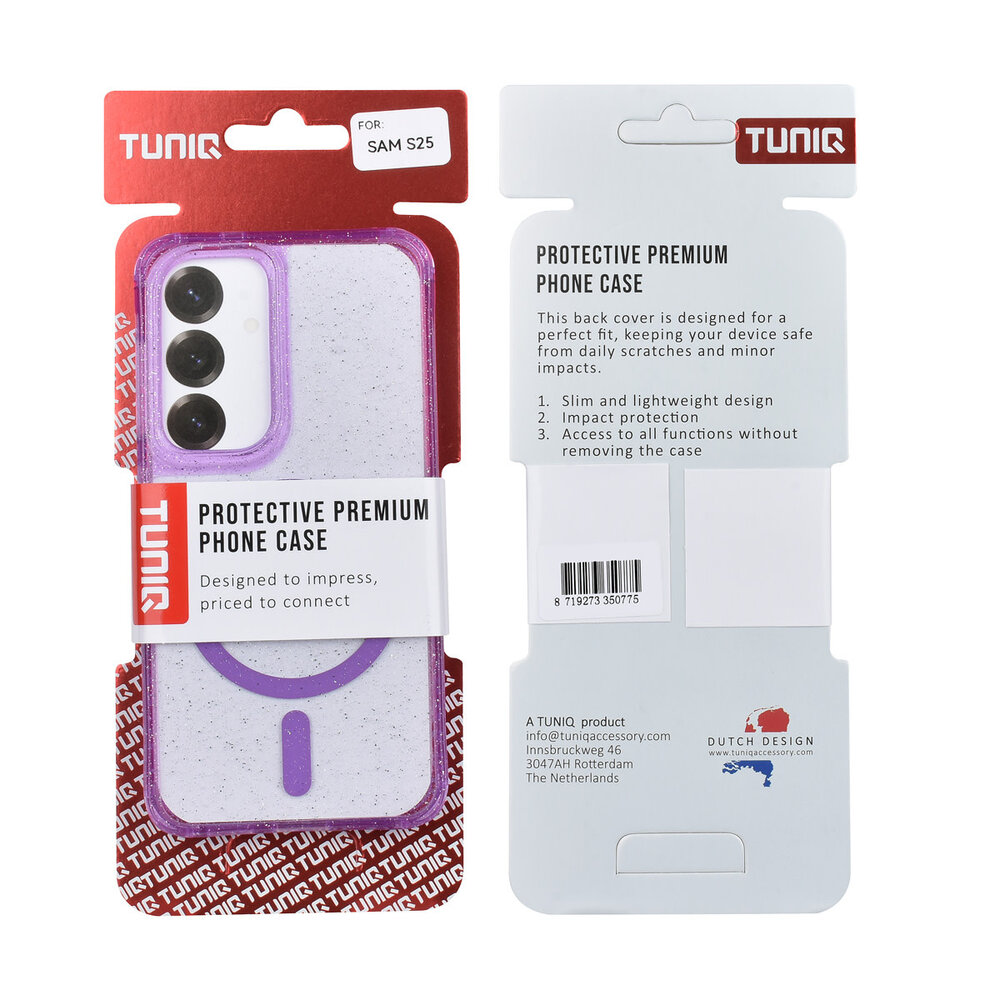 TUNIQ TUNIQ Galaxy S25 Back-Cover hul - Magsafe - Glitter - Hanger - Lila