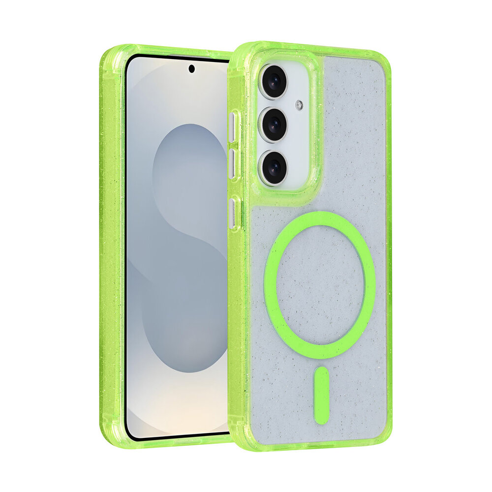 TUNIQ TUNIQ Galaxy S25 Back cover coque - Magsafe - Glitter - Hanger - Vert TUNIQ TUNIQ Galaxy S25 Back cover coque - Magsafe - Glitter - Hanger - Vert