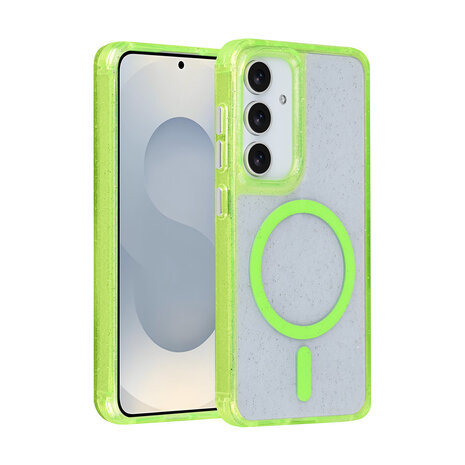 TUNIQ TUNIQ Galaxy S25 Back cover coque - Magsafe - Glitter - Hanger - Vert TUNIQ TUNIQ Galaxy S25 Back cover coque - Magsafe - Glitter - Hanger - Vert