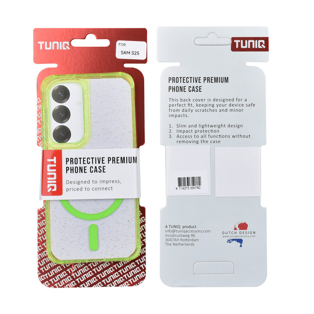 TUNIQ TUNIQ Galaxy S25 Back-Cover hul - Magsafe - Glitter - Hanger - Grün
