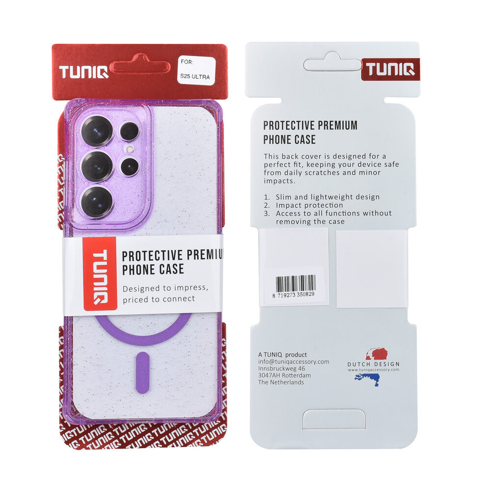 TUNIQ TUNIQ Galaxy S25 Ultra Back cover case - Magsafe - Glitter - Hanger - Purple