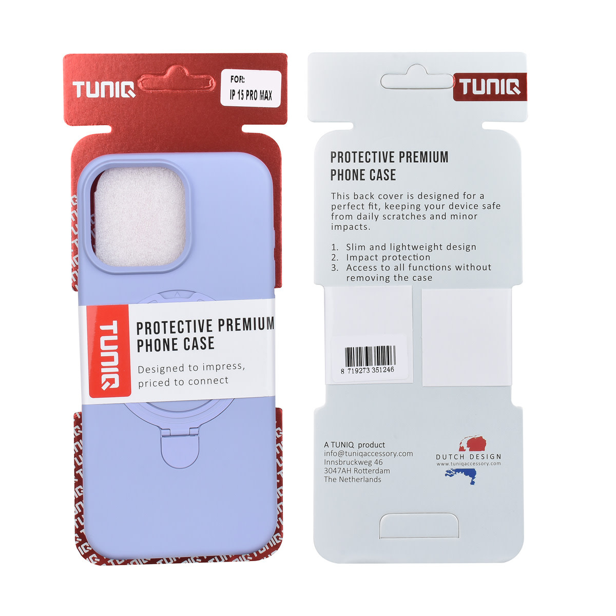 TUNIQ TUNIQ iPhone 15 Pro Max Backcover hoesje - Magsafe With Ring Stand - Hanger - Lila, foto 3 van 3