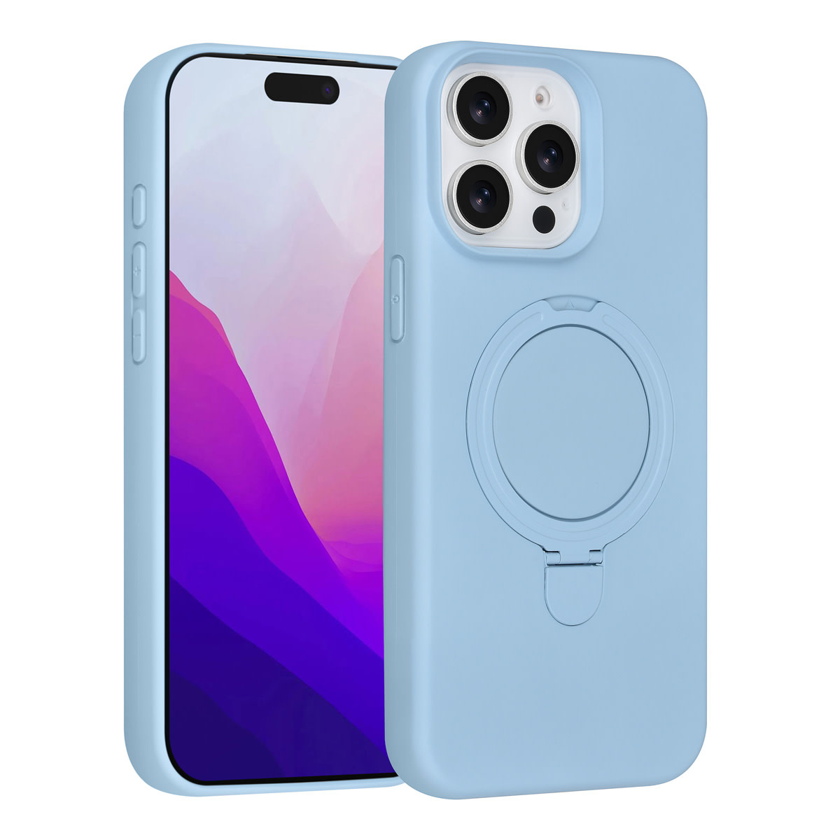 TUNIQ TUNIQ iPhone 15 Pro Max Backcover hoesje - Magsafe With Ring Stand - Hanger - Baby Blue