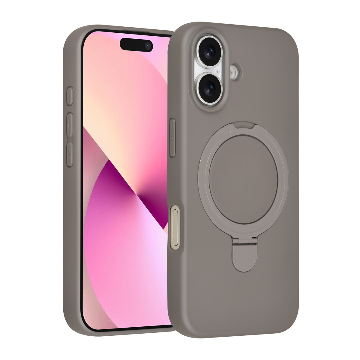 TUNIQ TUNIQ iPhone 16 Backcover hoesje - Magsafe With Ring Stand - Hanger - Titanium Grey