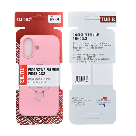 TUNIQ TUNIQ iPhone 16 Backcover hoesje - Magsafe With Ring Stand - Hanger - Sakura Pink