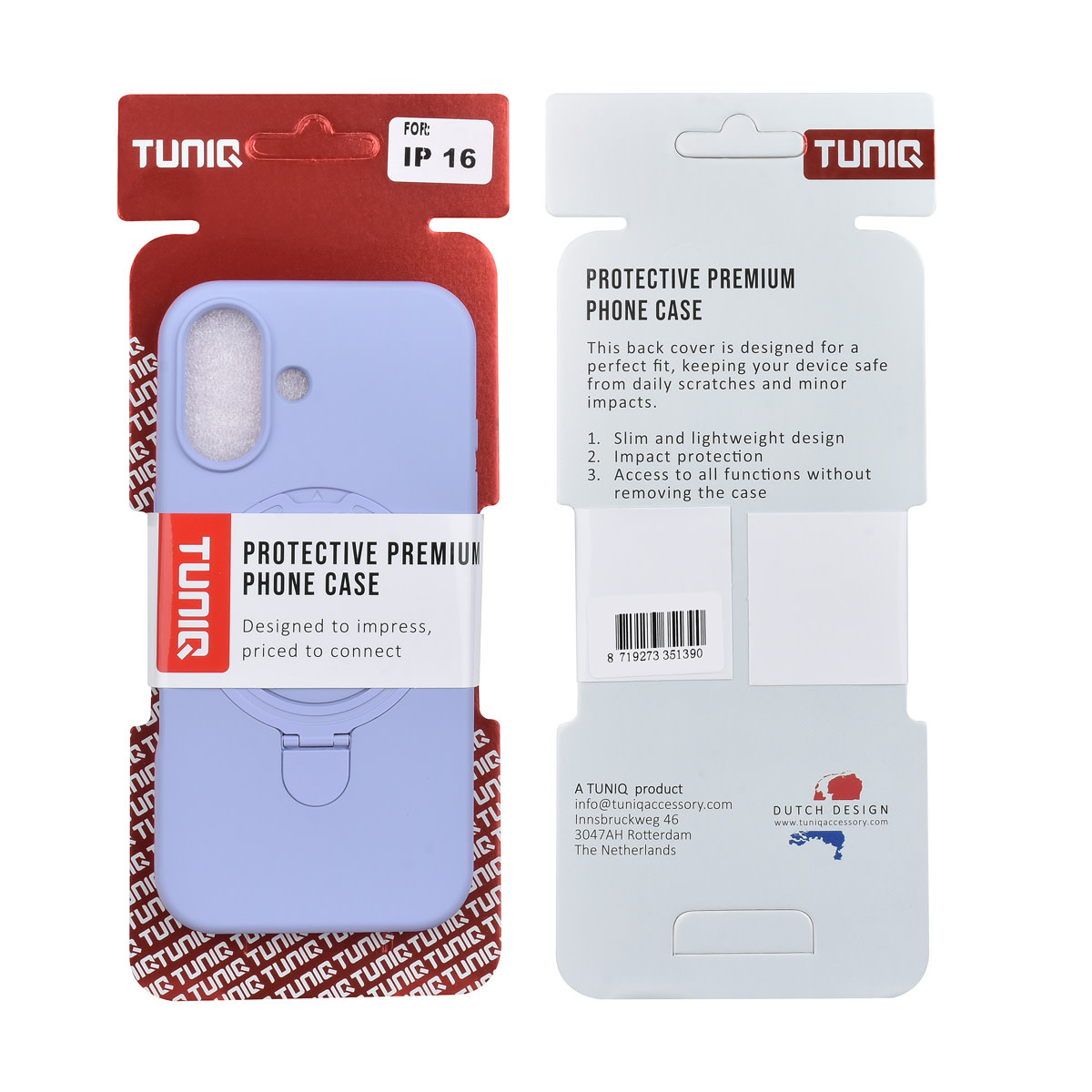 TUNIQ TUNIQ iPhone 16 Backcover hoesje - Magsafe With Ring Stand - Hanger - Lila, foto 3 van 3