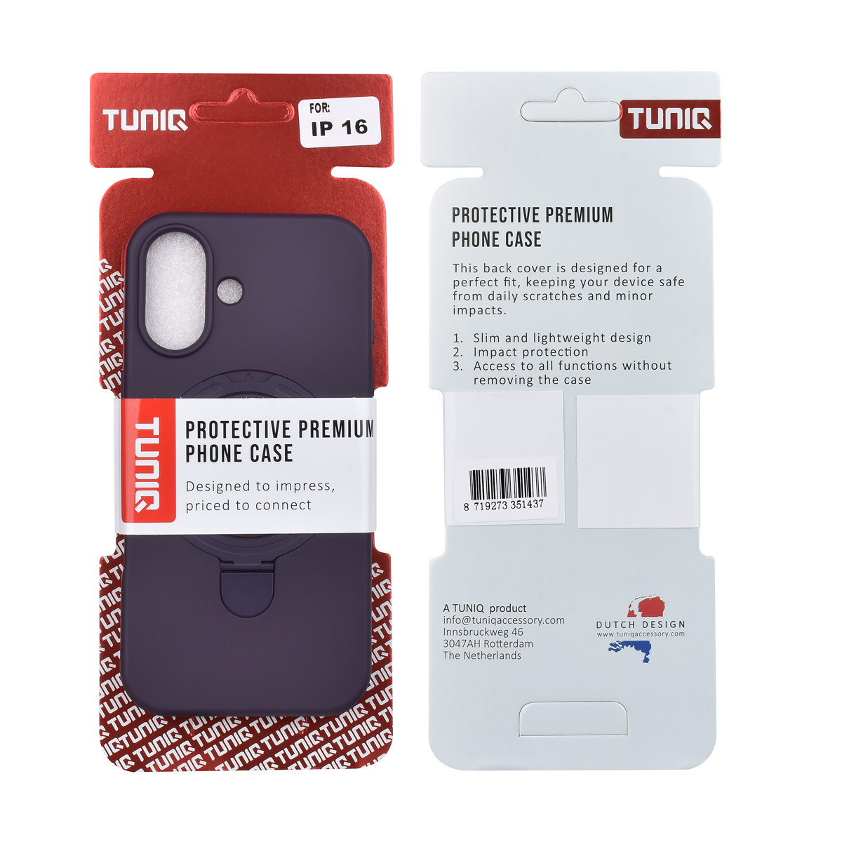 TUNIQ TUNIQ iPhone 16 Backcover hoesje - Magsafe With Ring Stand - Hanger - Grape Purple, foto 3 van 3