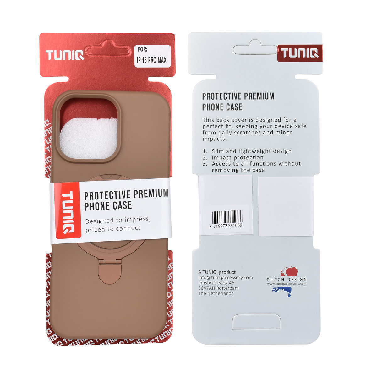 TUNIQ TUNIQ iPhone 16 Pro Max Backcover hoesje - Magsafe With Ring Stand - Hanger - Desert Brown, foto 3 van 3