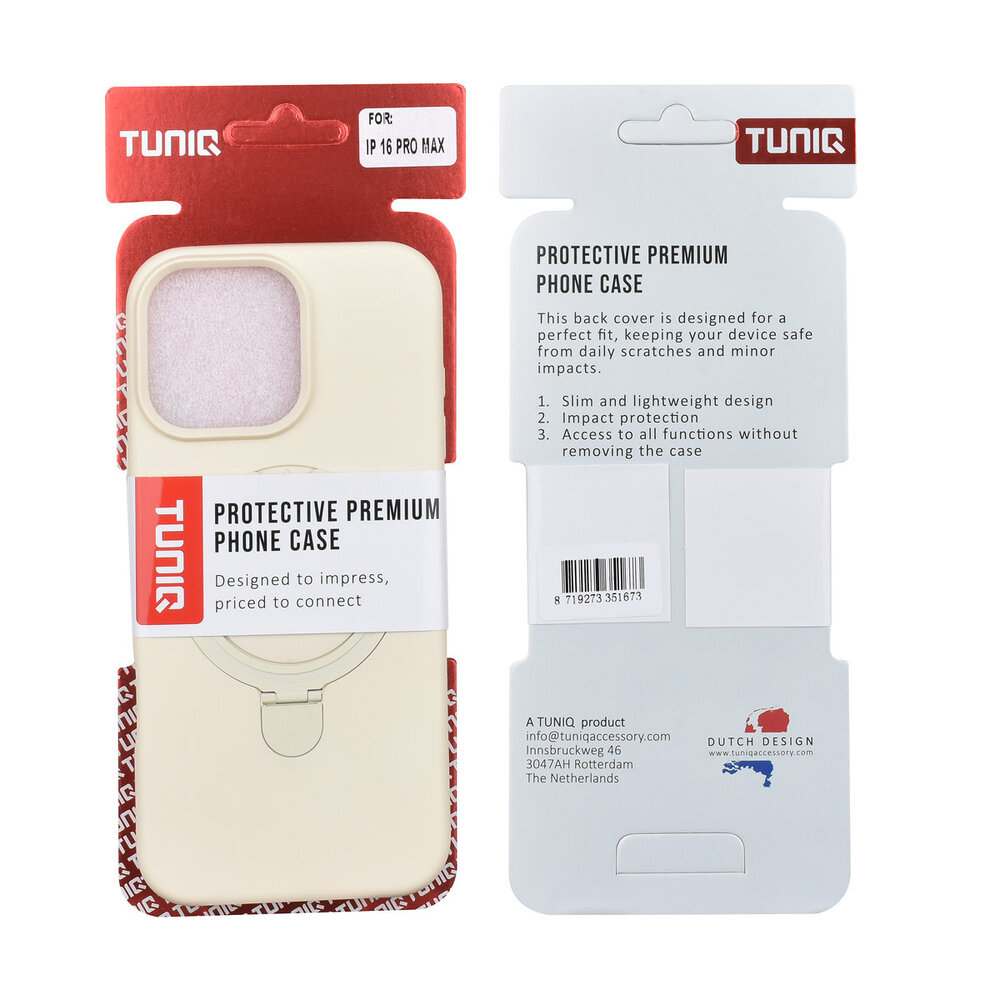 TUNIQ TUNIQ iPhone 16 Pro Max Back cover coque - Magsafe With Ring Stand - Hanger - Antique White TUNIQ TUNIQ iPhone 16 Pro Max Back cover coque - Magsafe With Ring Stand - Hanger - Antique White