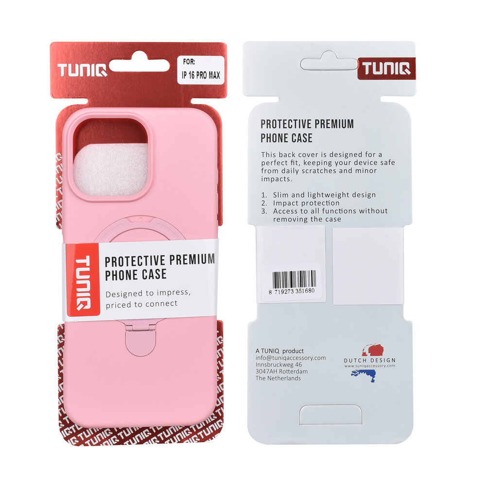 TUNIQ TUNIQ iPhone 16 Pro Max Back cover coque - Magsafe With Ring Stand - Hanger - Sakura Pink TUNIQ TUNIQ iPhone 16 Pro Max Back cover coque - Magsafe With Ring Stand - Hanger - Sakura Pink