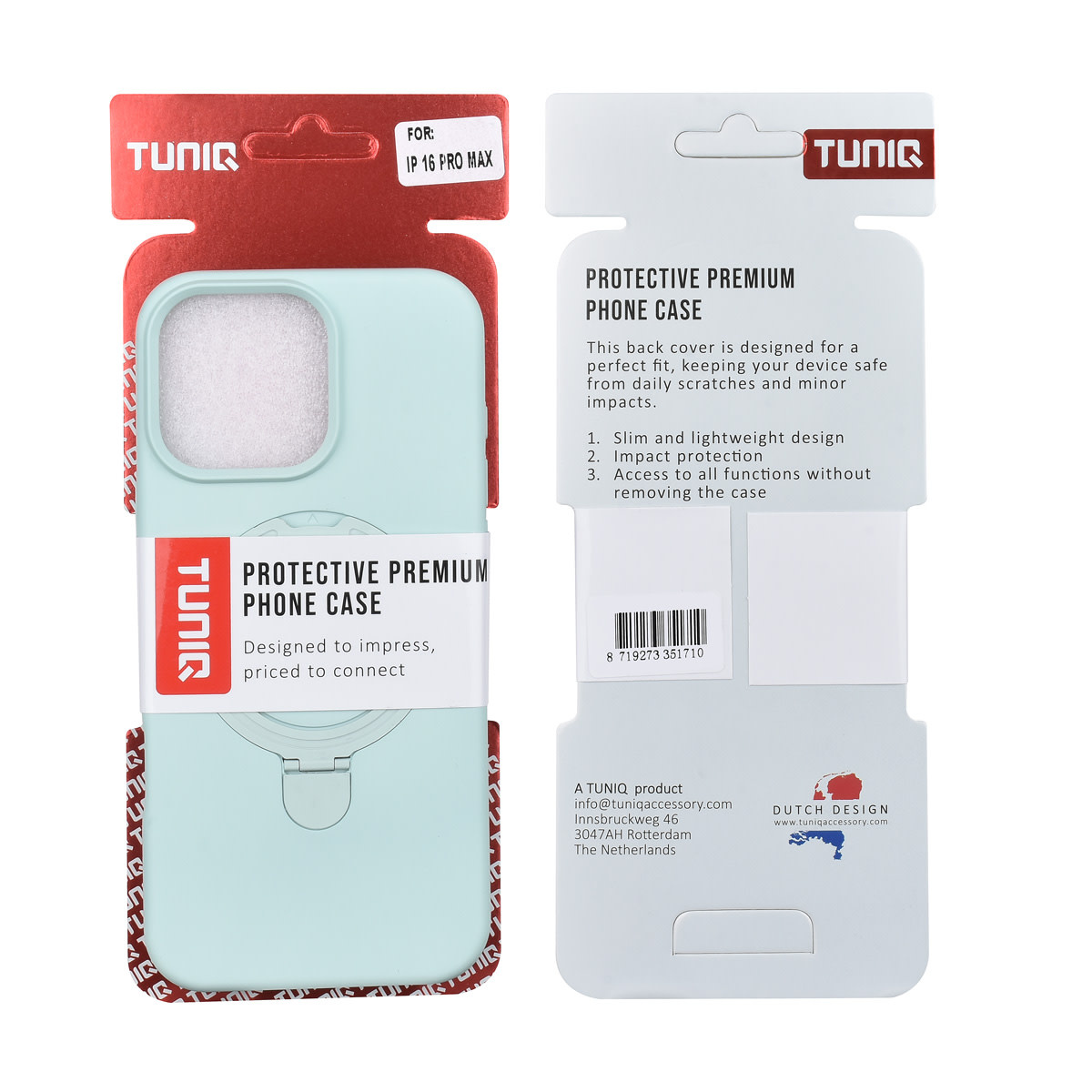 TUNIQ TUNIQ iPhone 16 Pro Max Backcover hoesje - Magsafe With Ring Stand - Hanger - Mint Green, foto 3 van 3