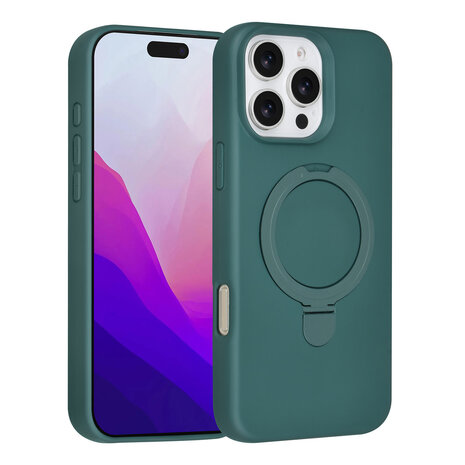 TUNIQ TUNIQ iPhone 16 Pro Max Back cover coque - Magsafe With Ring Stand - Hanger - Vert foncé TUNIQ TUNIQ iPhone 16 Pro Max Back cover coque - Magsafe With Ring Stand - Hanger - Vert foncé