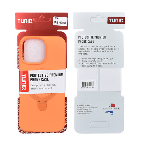 TUNIQ TUNIQ iPhone 16 Pro Max Back-Cover hul - Magsafe With Ring Stand - Hanger - Tangerine Orange