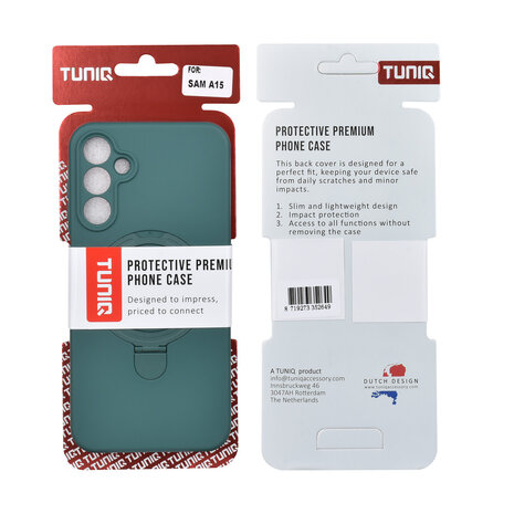 TUNIQ TUNIQ Galaxy A15 5G Back cover case - Magsafe With Ring Stand - Hanger - Dark Green