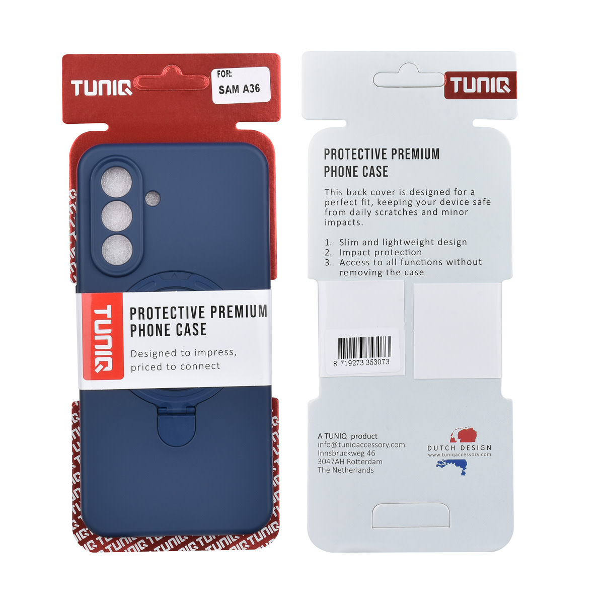 TUNIQ TUNIQ Galaxy A36 Backcover hoesje - Magsafe With Ring Stand - Hanger - Navy Blue, foto 3 van 3