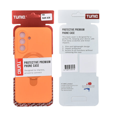 TUNIQ TUNIQ Galaxy A36 Back-Cover hul - Magsafe With Ring Stand - Hanger - Tangerine Orange TUNIQ TUNIQ Galaxy A36 Back-Cover hul - Magsafe With Ring Stand - Hanger - Tangerine Orange