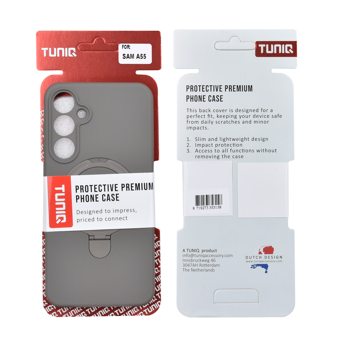 TUNIQ TUNIQ Galaxy A55 Backcover hoesje - Magsafe With Ring Stand - Hanger - Titanium Grey, foto 3 van 3