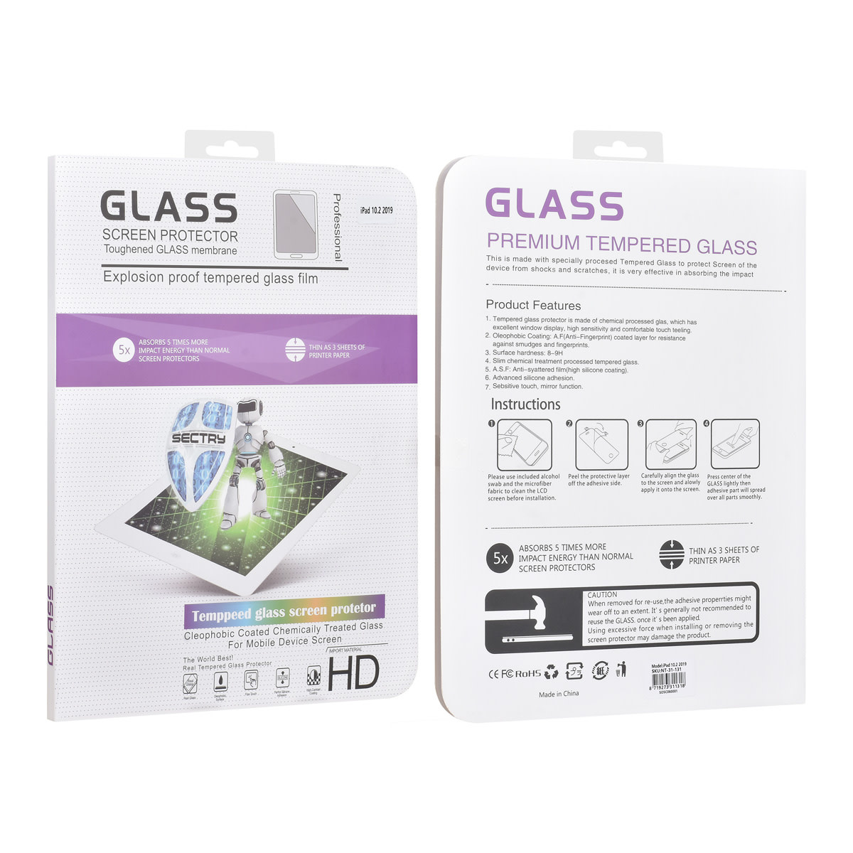 iPad 10.2 (2019-2021) Tablet Screenprotector - Tempered Glass - Transparant, foto 2 van 2