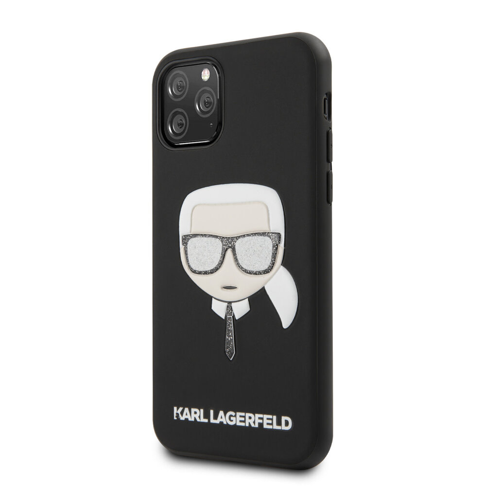 Karl Lagerfeld Karl Lagerfeld iPhone 11 Pro Backcover hoesje - Embossed Glitter Cover - Zwart