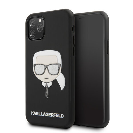 Karl Lagerfeld Karl Lagerfeld iPhone 11 Pro Backcover hoesje - Embossed Glitter Cover - Zwart