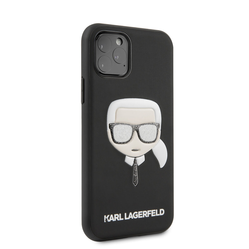 Karl Lagerfeld Karl Lagerfeld iPhone 11 Pro Backcover hoesje - Embossed Glitter Cover - Zwart