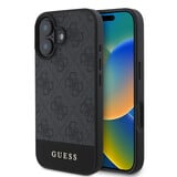 Guess Guess iPhone 16 Back cover case - 4G PU Leather - Bottom Stripe - Grey