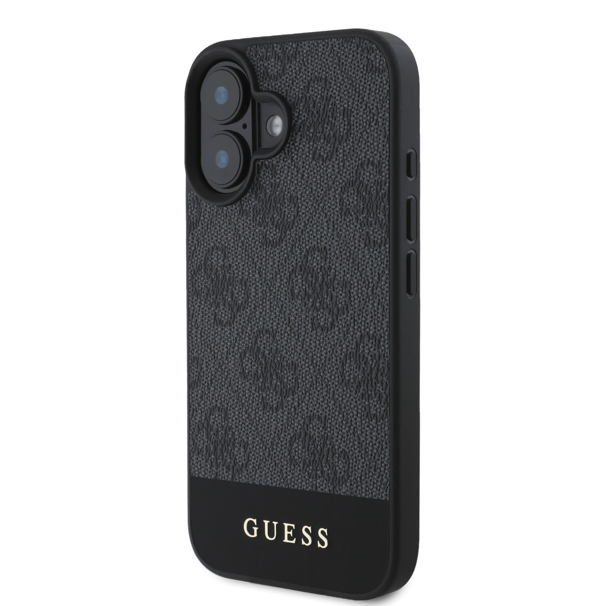 Guess Guess iPhone 16 Backcover hoesje - 4G PU Leather - Bottom Stripe - Grijs, foto 2 van 6