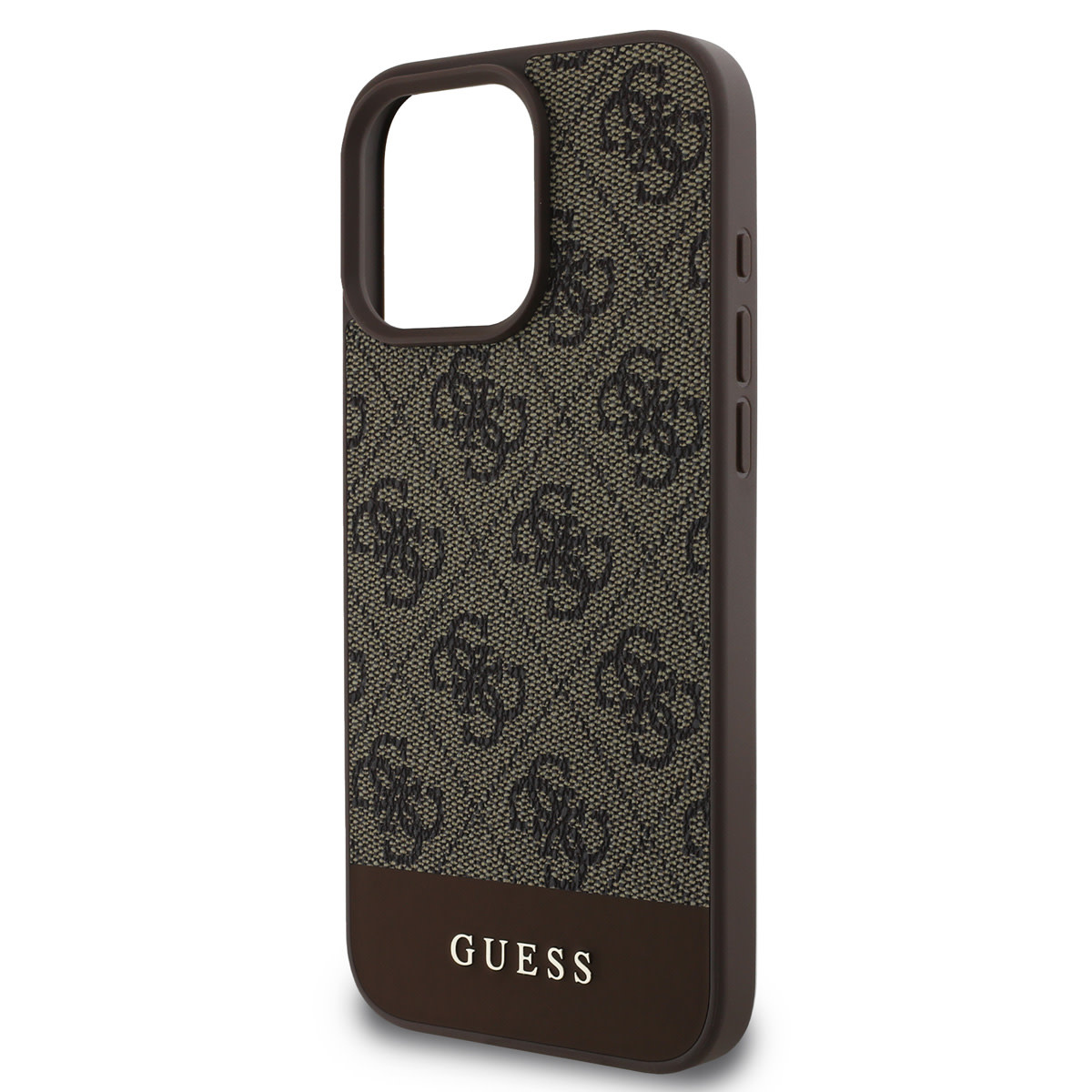 Guess Guess iPhone 16 Pro Max Backcover hoesje - 4G PU Leather - Bottom Stripe - Bruin, foto 5 van 6