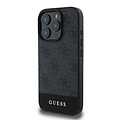 Guess Guess iPhone 16 Pro Max Back cover case - 4G PU Leather - Bottom Stripe - Grey