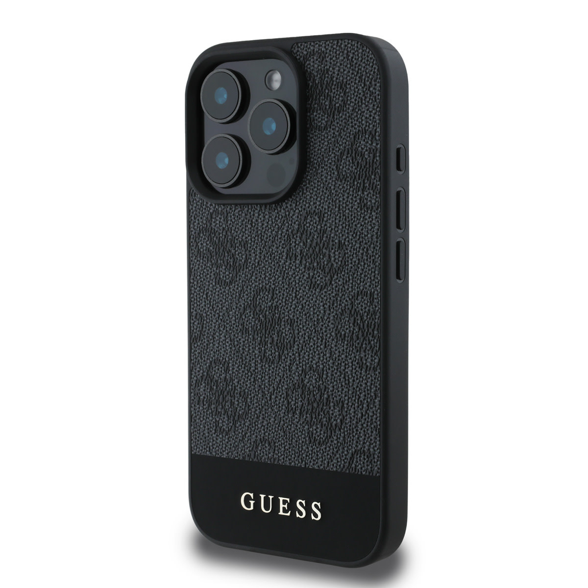 Guess Guess iPhone 16 Pro Max Backcover hoesje - 4G PU Leather - Bottom Stripe - Grijs, foto 2 van 6